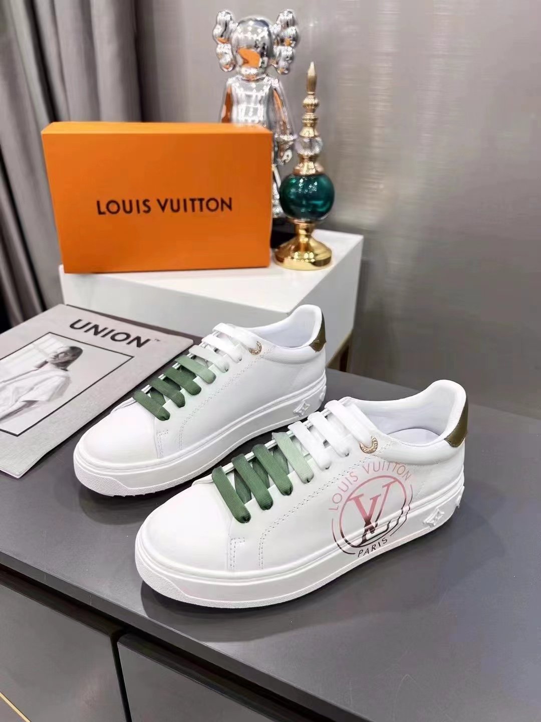 Louis Vuitton Women’s Time Out Sneaker Khaki Green For Women LV 1AA1C3