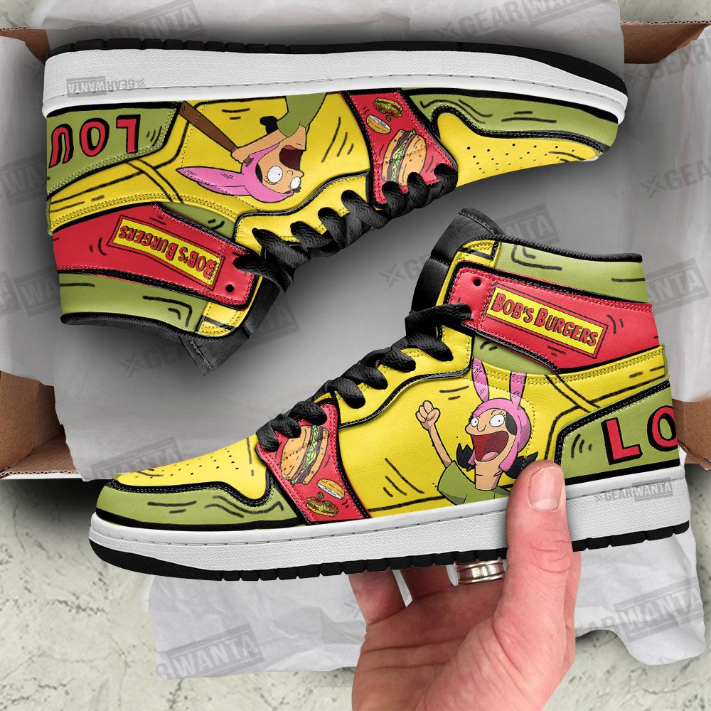 Louise Bob’s Burger J1 Shoes For Cartoon Fans Sneakers, Air Jordan Hightop