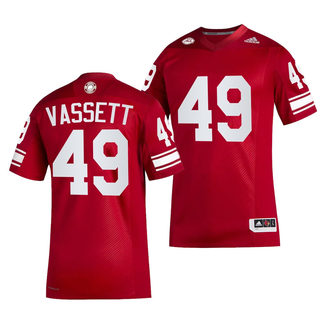 Louisville Cardinals Mark Vassett Jersey 2022-23 Premier Strategy Red #49 Men's Shirt