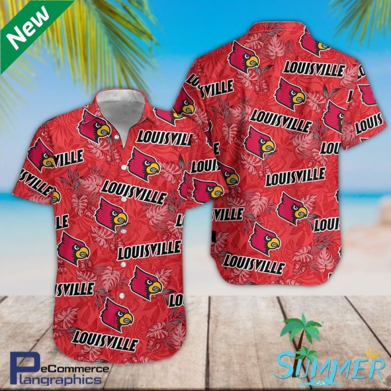 Louisville Cardinals Team 3D Print Hawaiian Aloha Shirt Hawaiian Beach Shirt