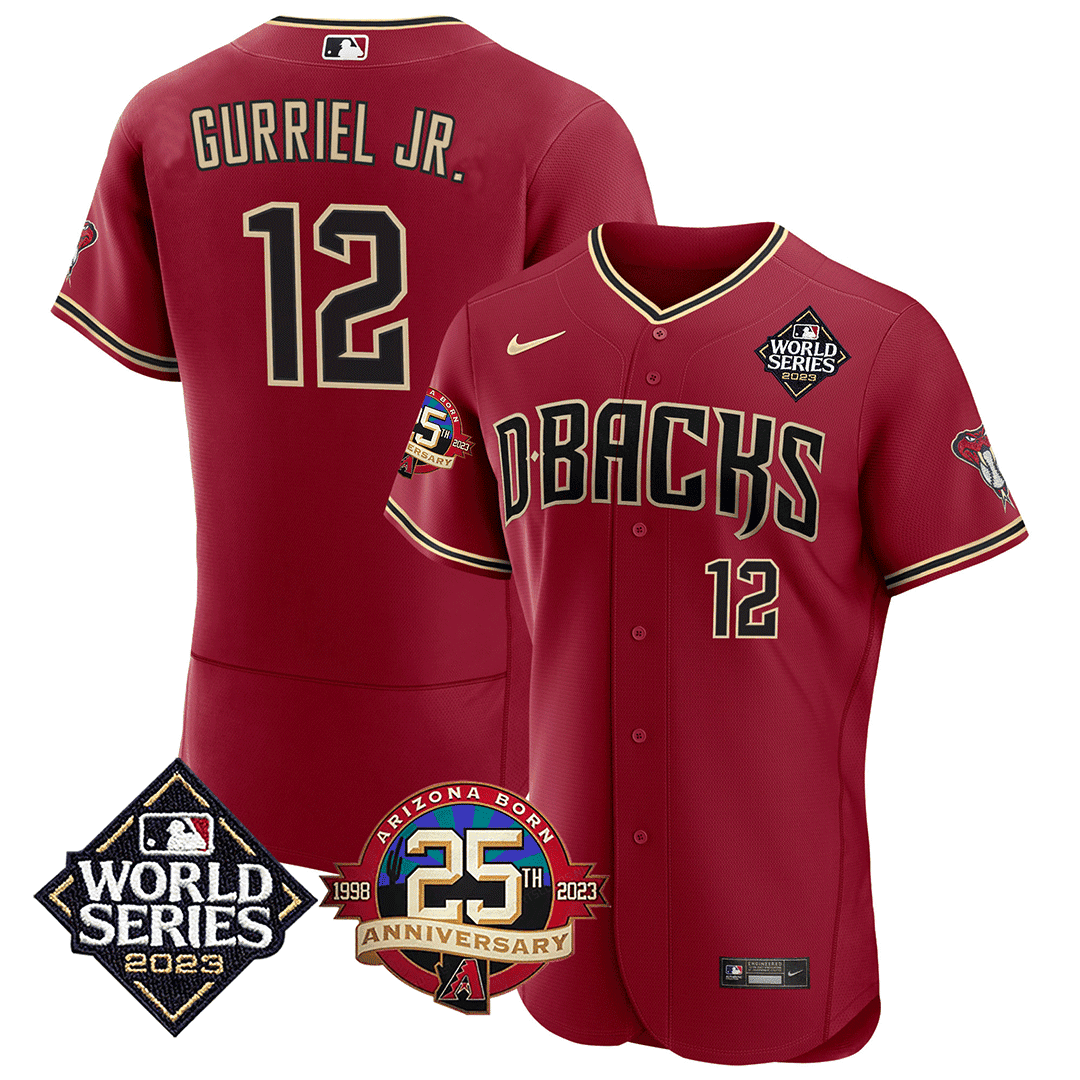 Lourdes Gurriel Jr. Men's Arizona Diamondbacks 2023 World Series & 25th Anniversary Patch Red Jersey - All Stitched