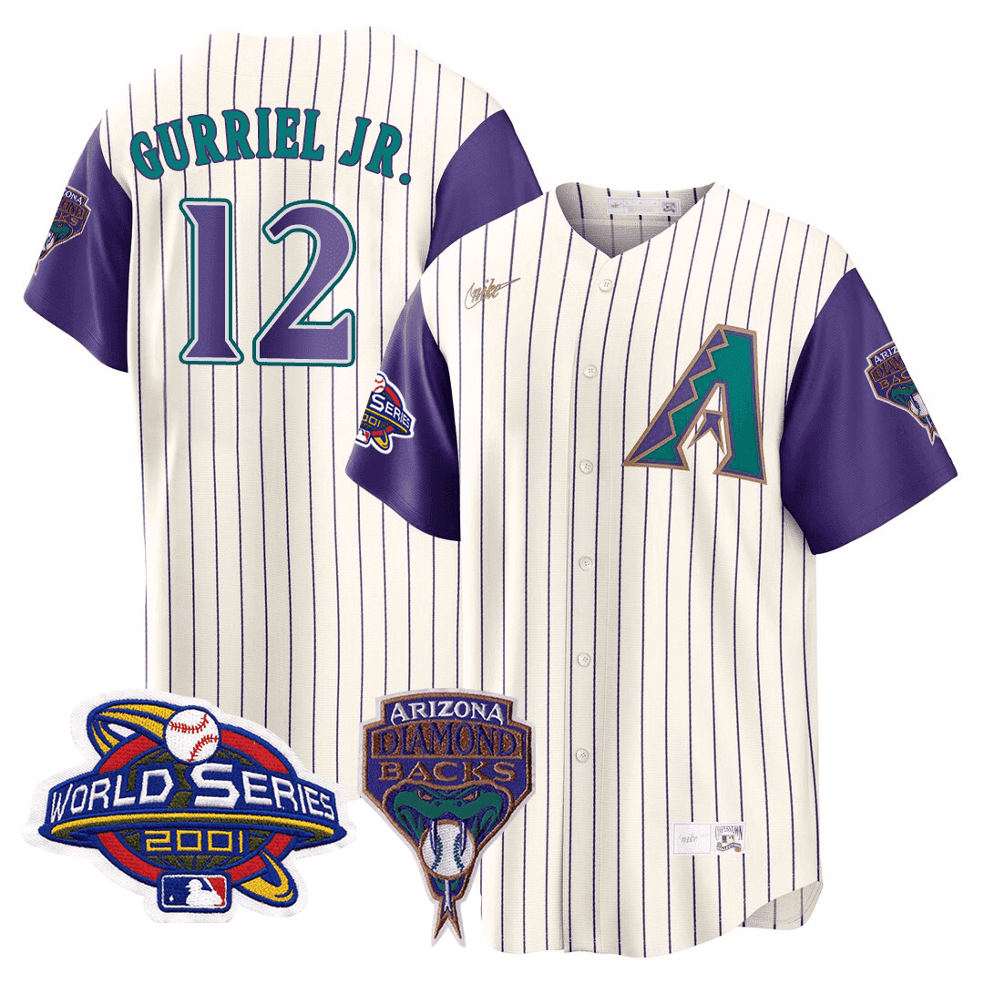Lourdes Gurriel Jr Men's Arizona Diamondbacks 2001 World Series Patch Throwback Jersey - All Stitched