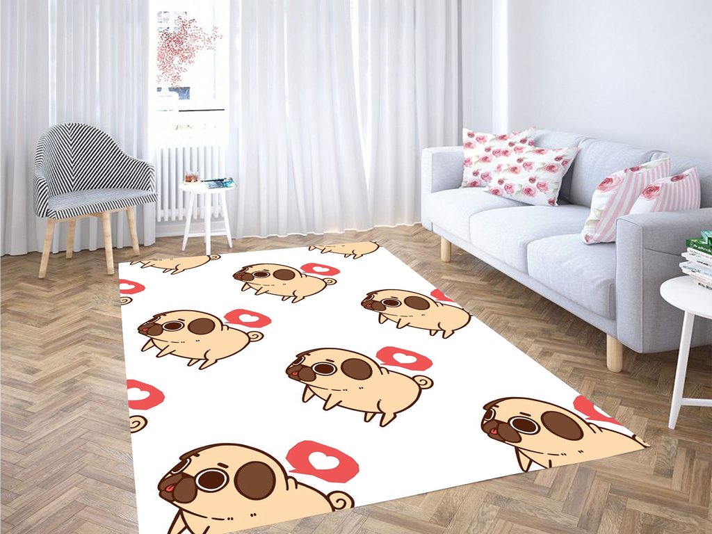 Love Dog Cute Living Room Modern Carpet Rectangle Rug