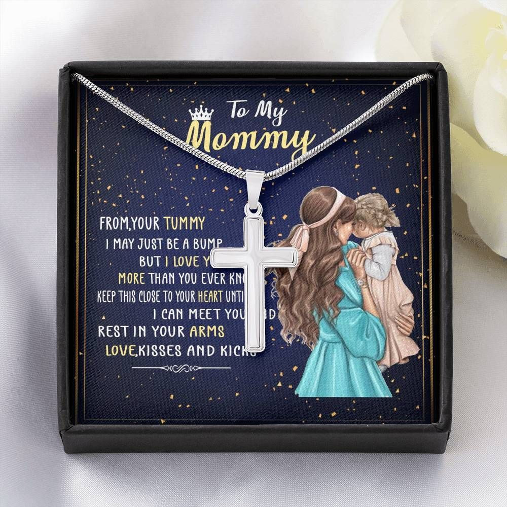 Love Kisses And Kicks Stars Gift For Mom Stainless Cross Necklace