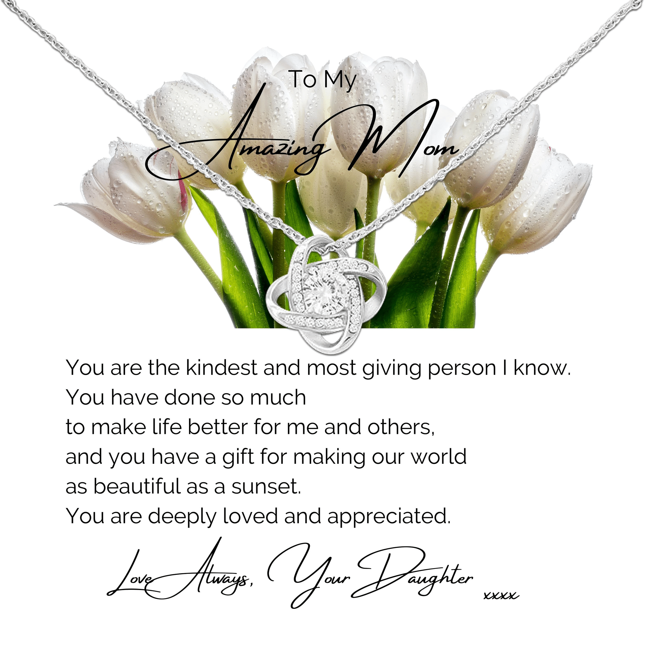 Love Knot Necklace Daughter Gift For Mom You Are The Kindest