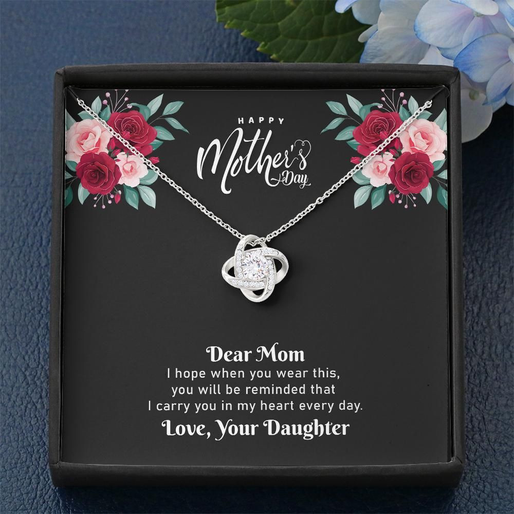 Love Knot Necklace Gift For Mother I Carry You In My Heart Every Day