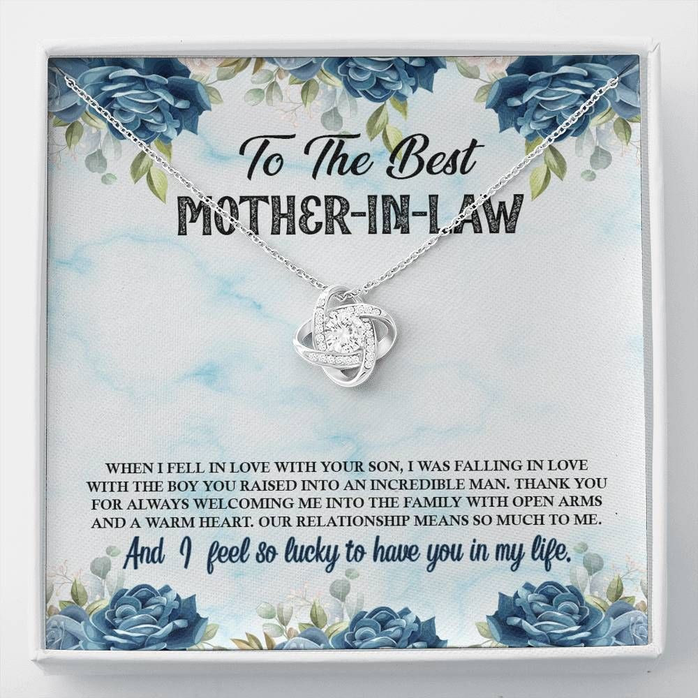 Love Knot Necklace Gift For Mother In Law I Feel So Lucky To Have You In My Life Mom