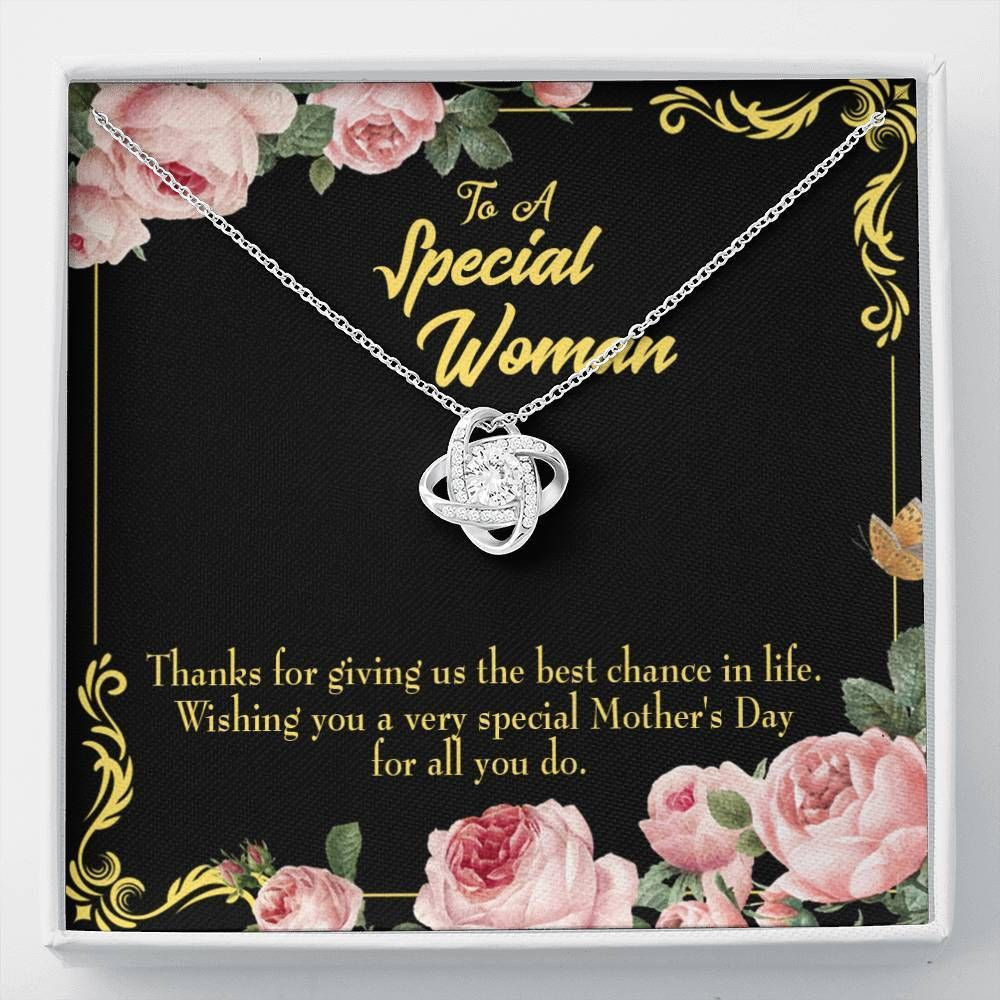 Love Knot Necklace Gift For Mother Thanks For Giving Us The Best Chance In Life
