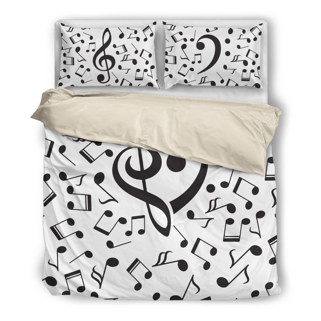 Love Musical Notes 3D Customized Duvet Cover Bedding Set