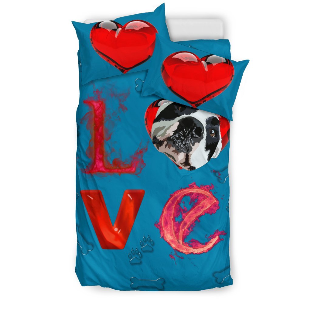 Love Pitbull 3D Customized Duvet Cover Bedding Set