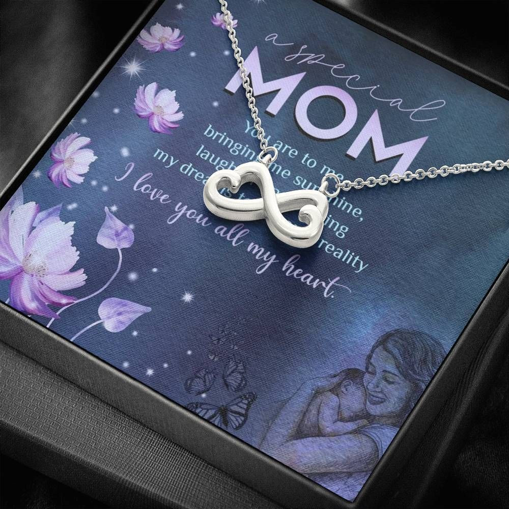 Love You All My Heart Infinity Heart Necklace Gift For Mother