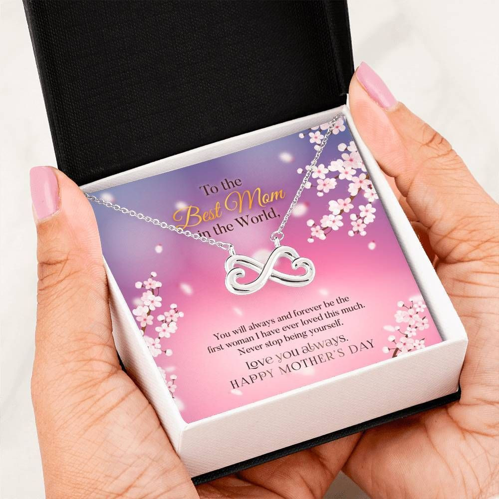 Love You Always Infinity Heart Necklace Gift For Mom