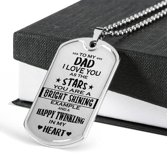 Love You As The Stars Dog Tag Necklace Gift For Dad