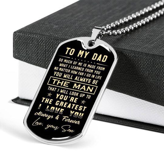 Love You Forever Dog Tag Necklace Gift For Daddy
