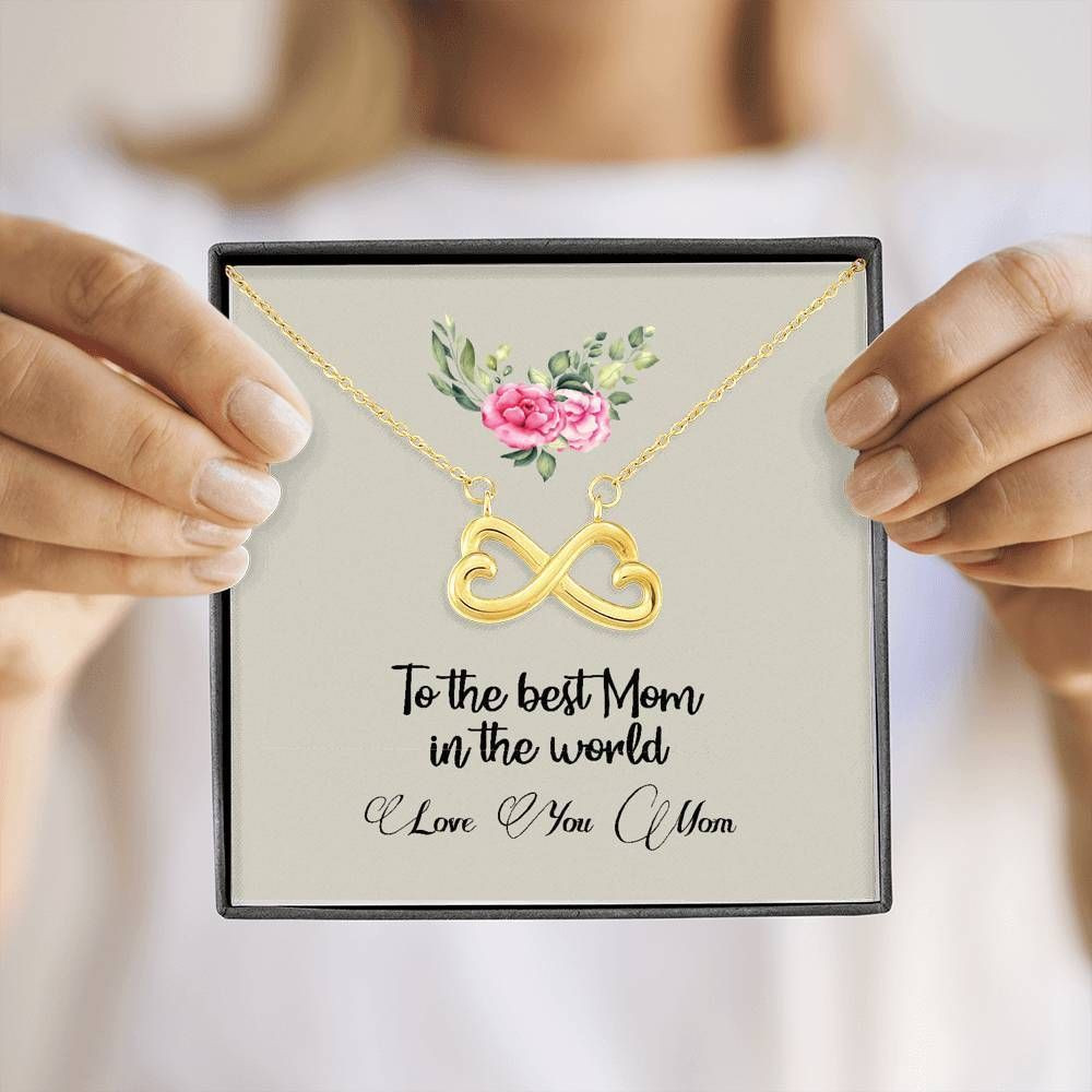 Love You Message Card Infinity Heart Necklace Gift For Mom