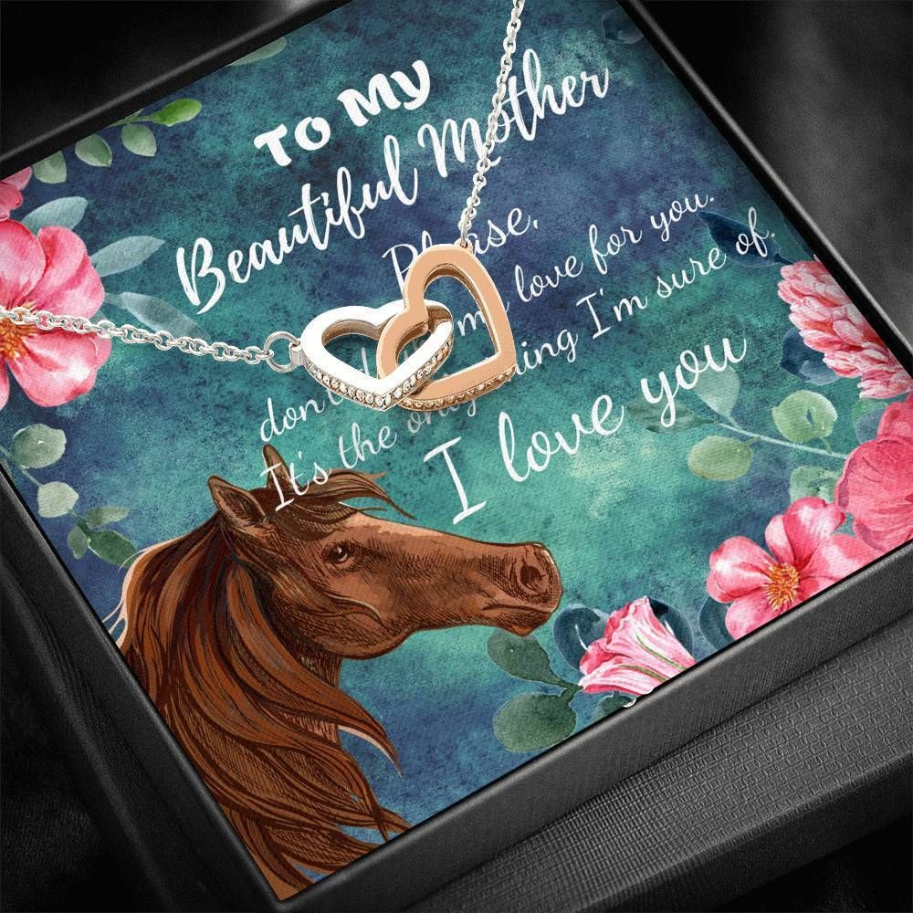 Love You Message Card Interlocking Hearts Necklace Gift For Mother
