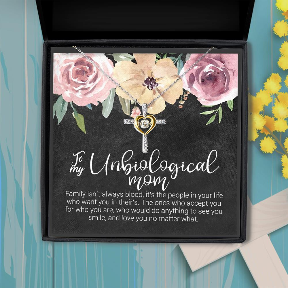 Love You No Matter What Giving Unbiological Mom Gift For Mom Cross Dancing Necklace