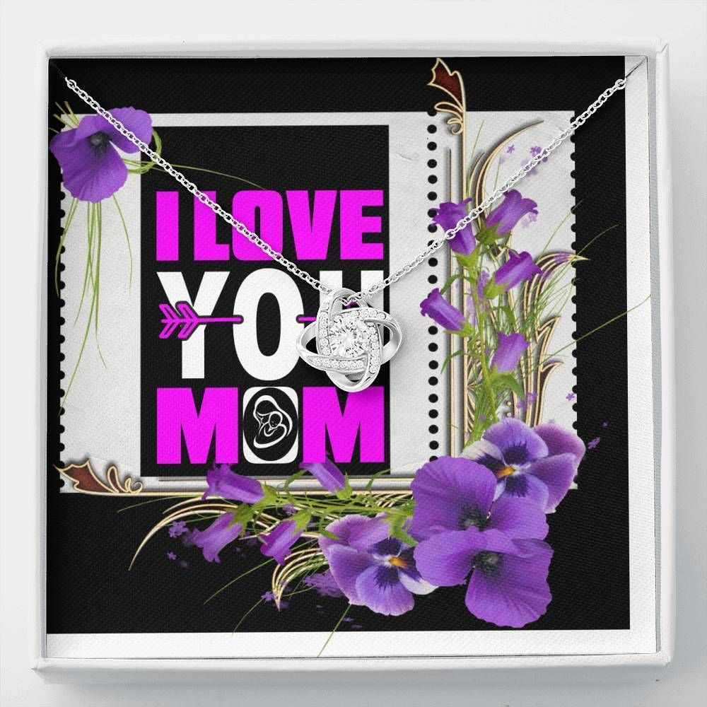 Love You Purple Flower Love Knot Necklace To Mommy
