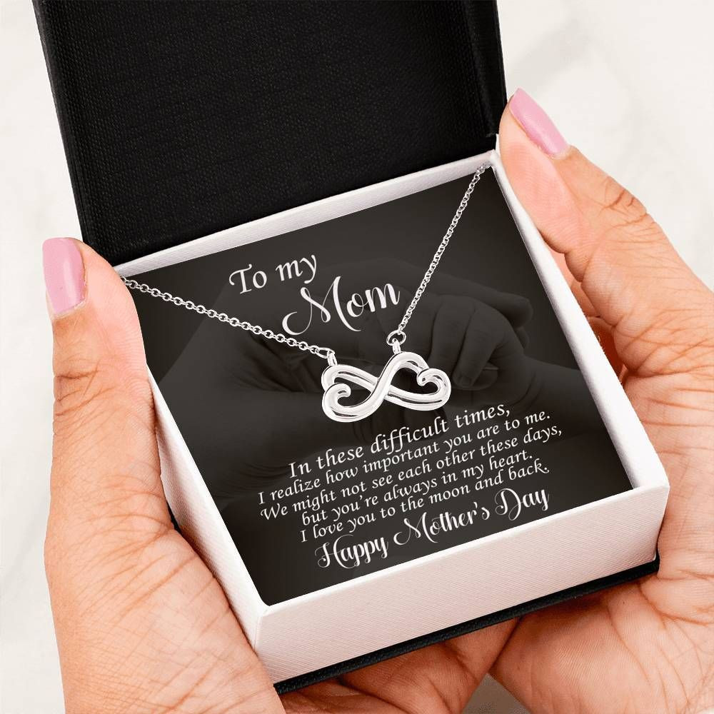 Love You To The Moon And Back Infinity Heart Necklace For Mom