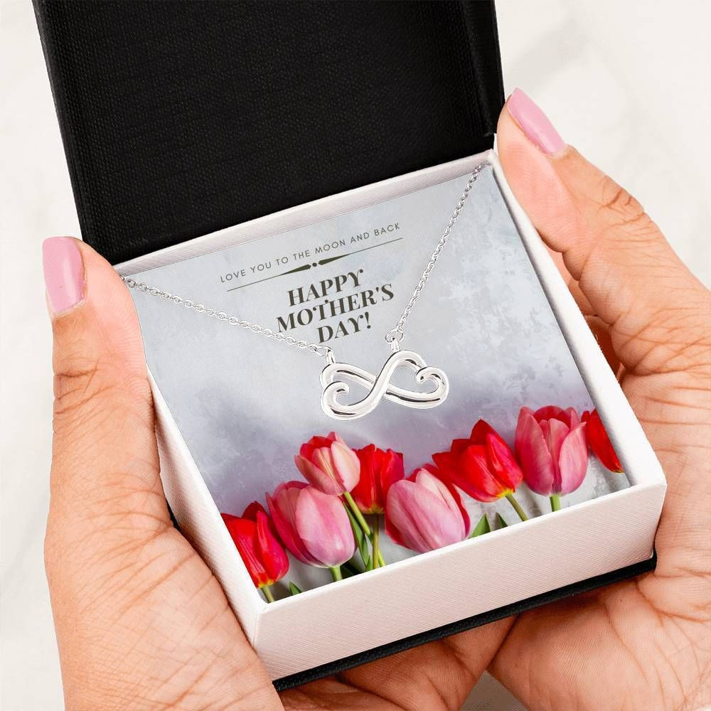 Love You To The Moon And Back Mother’s Day For Mom Infinity Heart Necklace