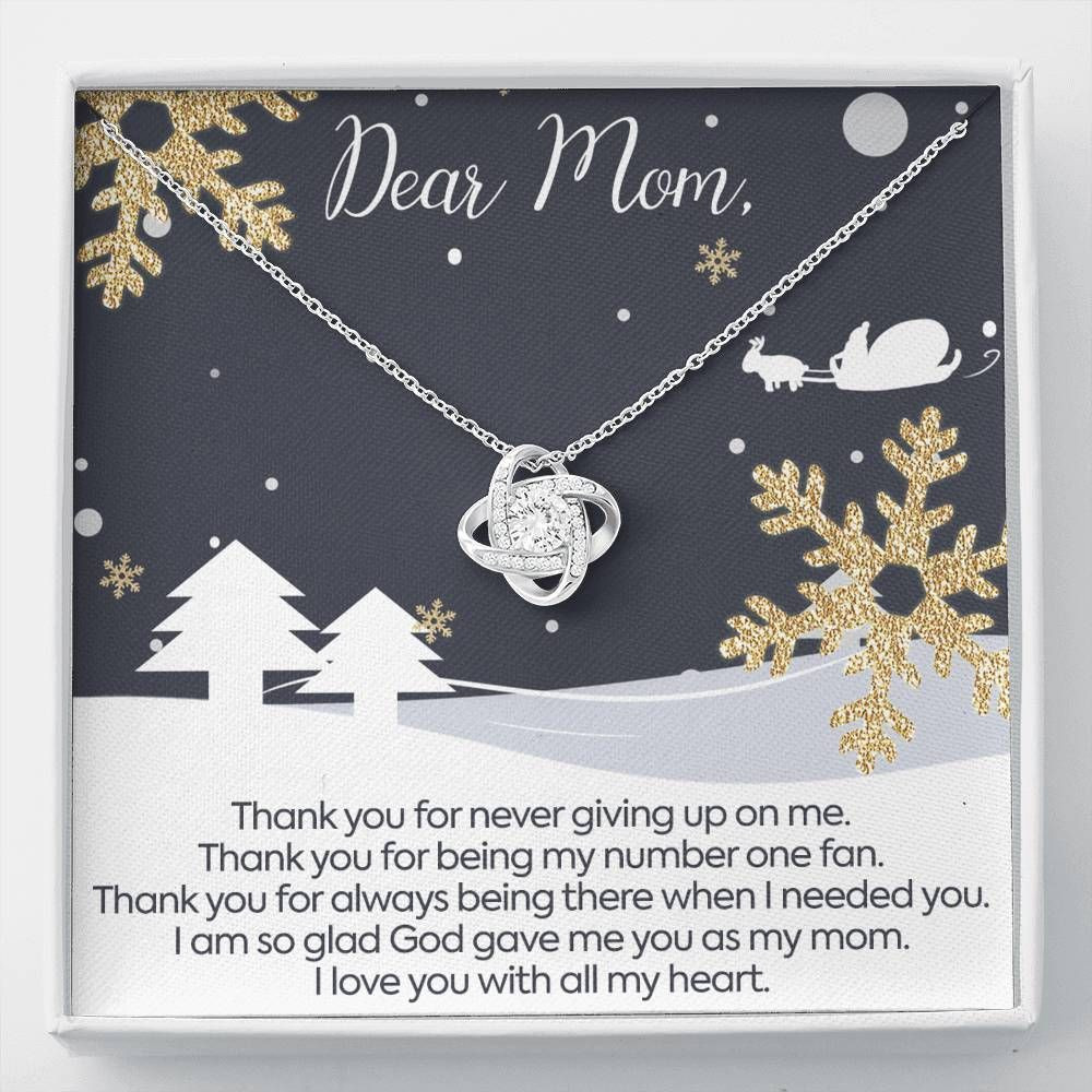 Love You With All My Heart Snowflake Love Knot Necklace Gifts For Mom