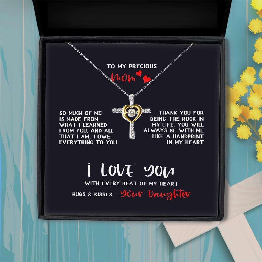 Love You With Every Beat Of My Heart Gift For Mom Cross Dancing Necklace
