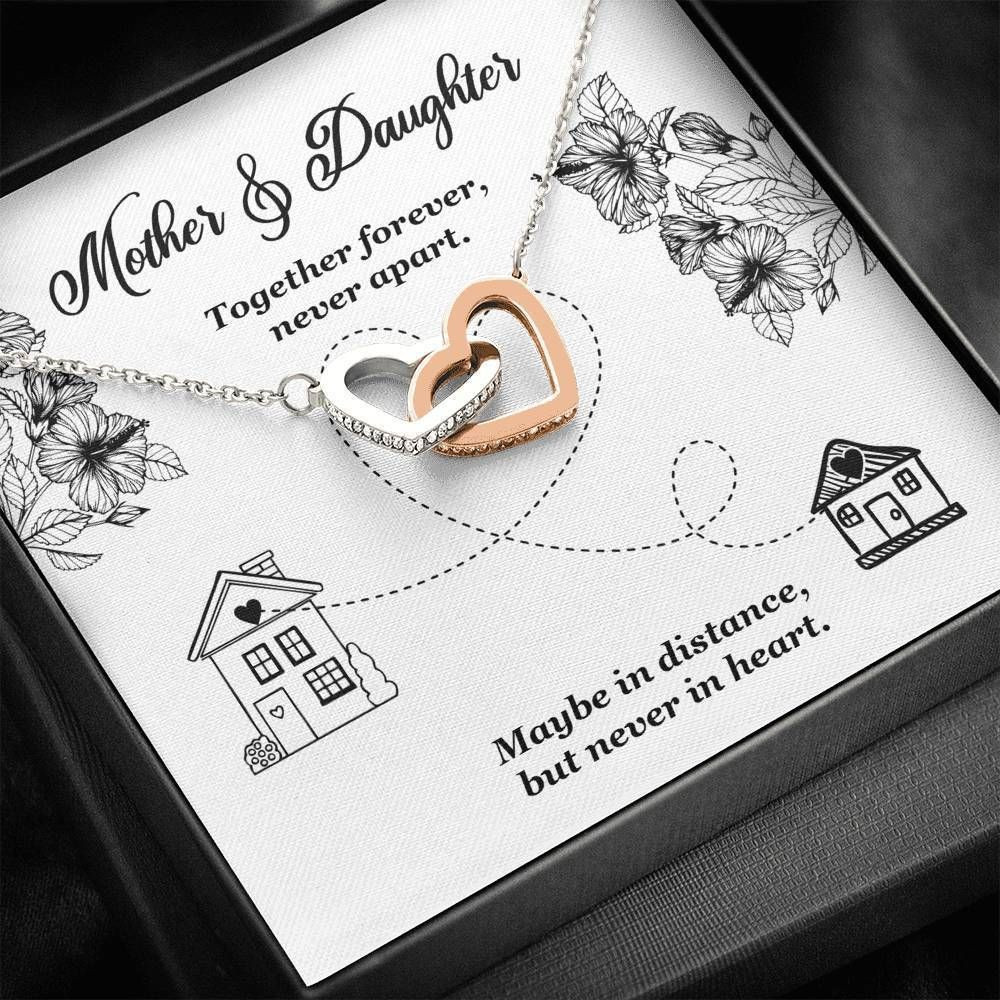 Loving House Daughter Gift For Mom Interlocking Hearts Necklace Together Forever