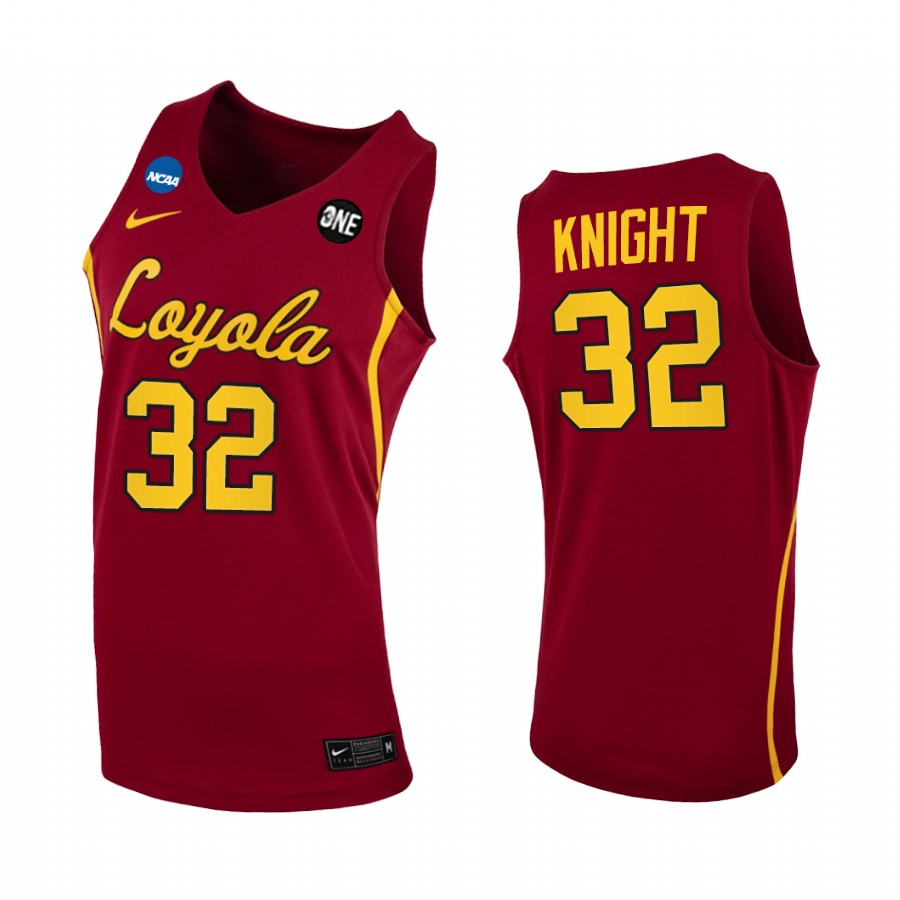 Loyola Chicago Ramblers Larry Knight Jersey Retired Number Maroon Home