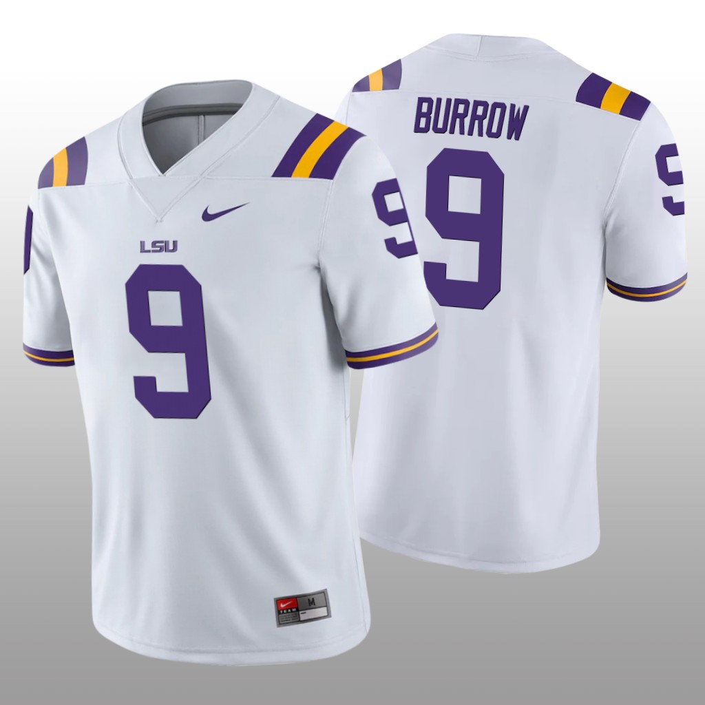 LSU Tiger Joe Burrow White College Jersey Game - Men's