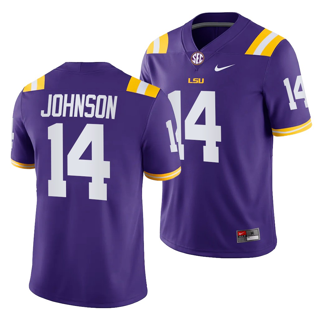 LSU Tigers 14 Max Johnson Purple 2021-22 College Game Jersey Men