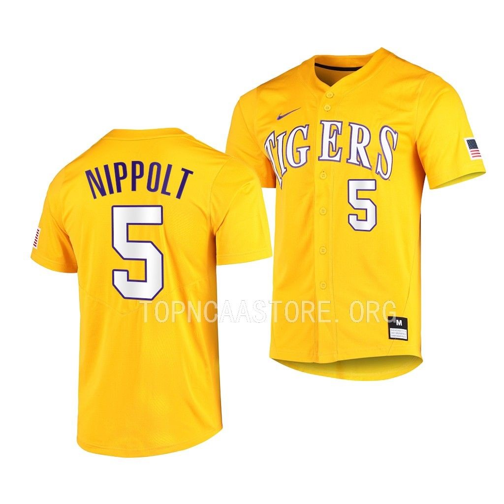 LSU Tigers Ben Nippolt Vapor Untouchable Elite Gold #5 Jersey Full-Button