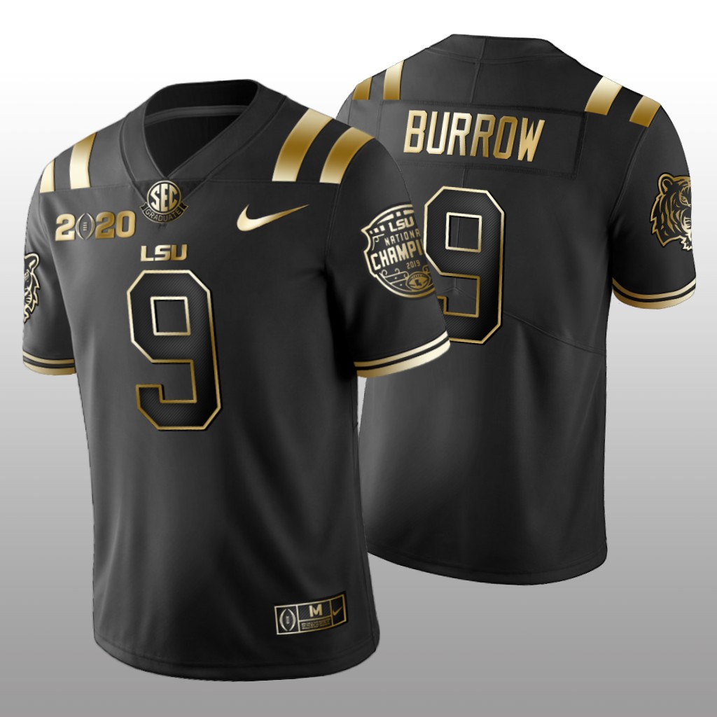 LSU Tigers Black Golden Edition 2020 National Champions Joe Burrow Jersey