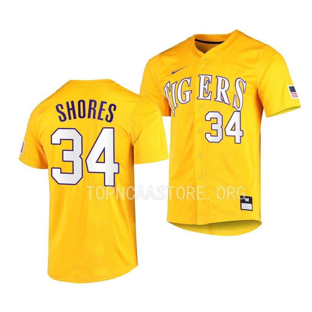 LSU Tigers Chase Shores Vapor Untouchable Elite Gold #34 Jersey Full-Button