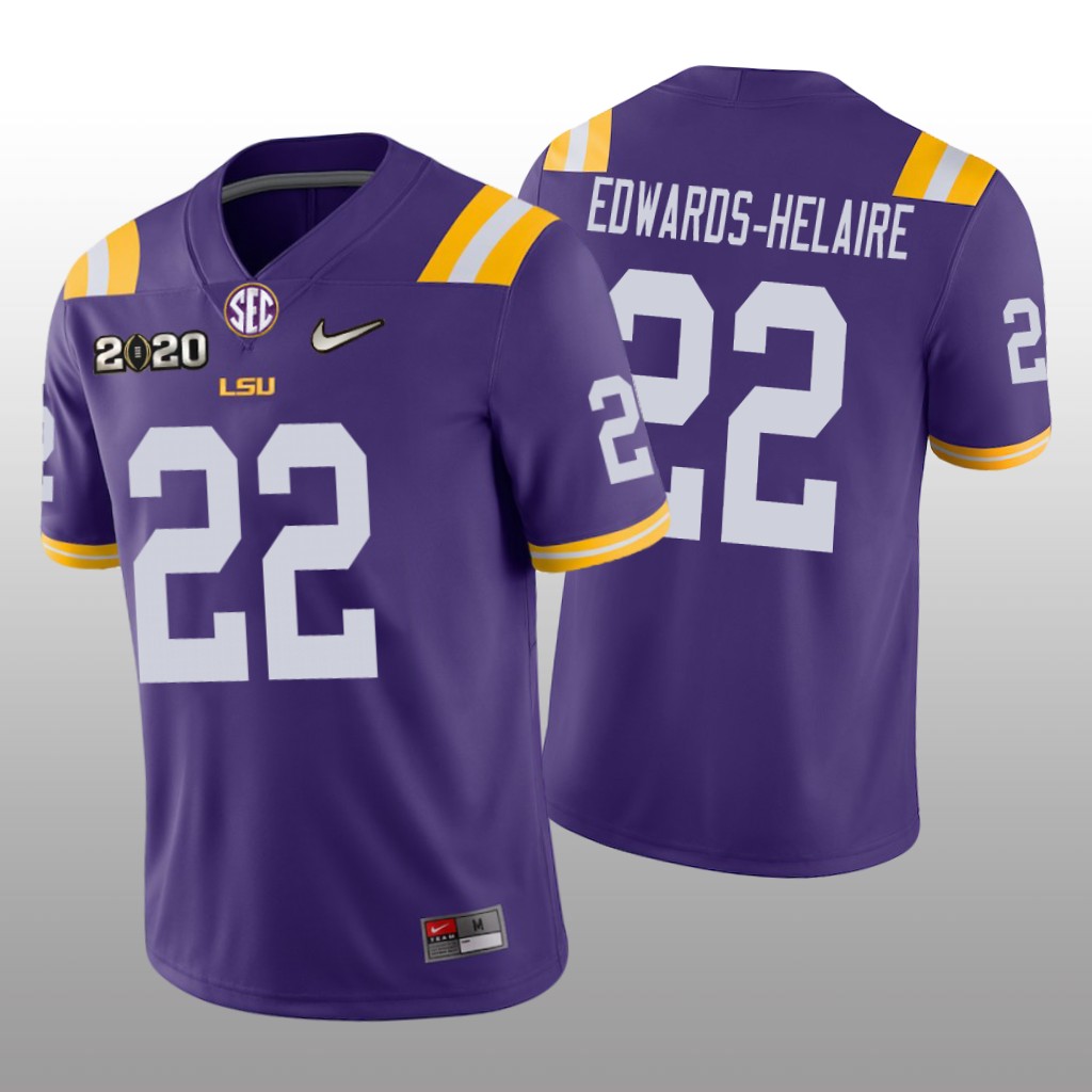 LSU Tigers Clyde Edwards-Helaire Purple Jersey 2020 National Champions - Men's