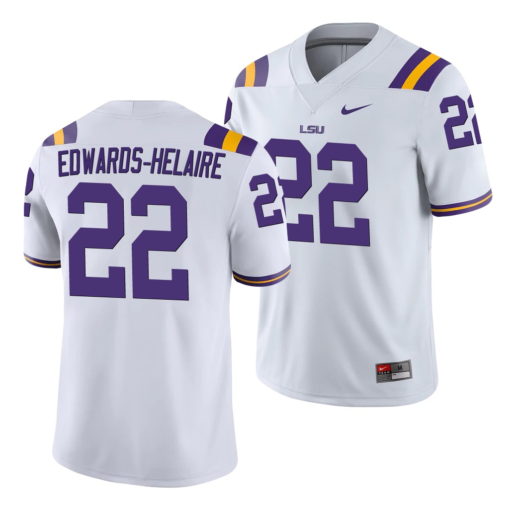 LSU Tigers Clyde Edwards-Helaire White College Men's Game Jersey