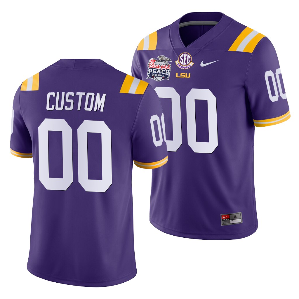 LSU Tigers Custom Purple 2019-20 College Men's Peach Bowl Champions Away Jersey