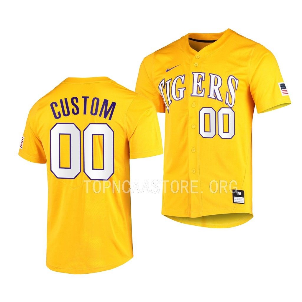 LSU Tigers Custom Vapor Untouchable Elite Gold #00 Jersey Full-Button