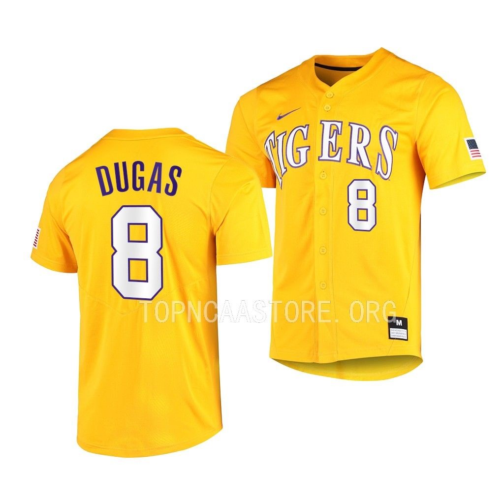 LSU Tigers Gavin Dugas Vapor Untouchable Elite Gold #8 Jersey Full-Button