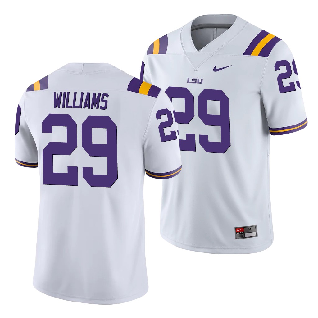 LSU Tigers Greedy Williams White College Men's Game Jersey