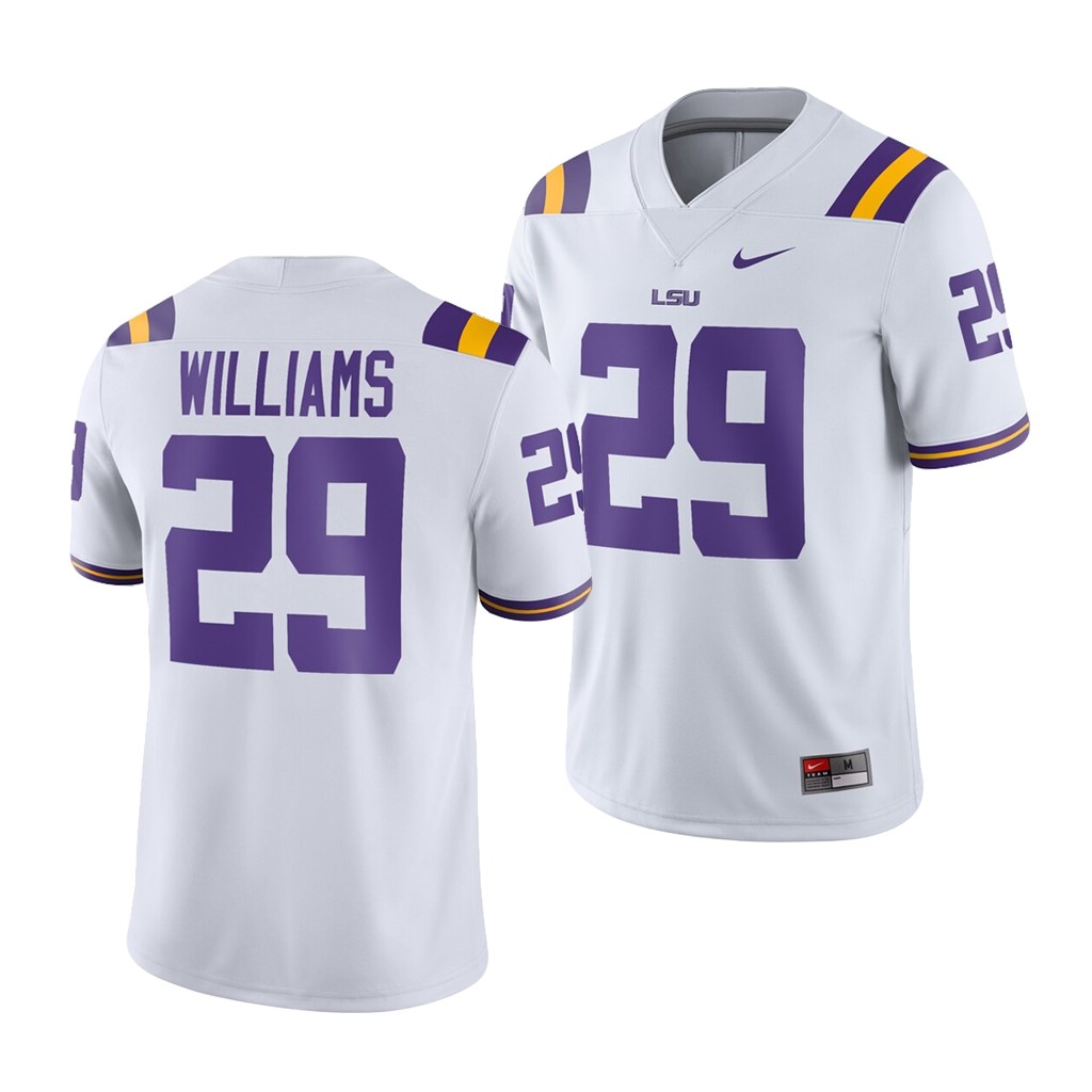 LSU Tigers Greedy Williams White Game Jersey