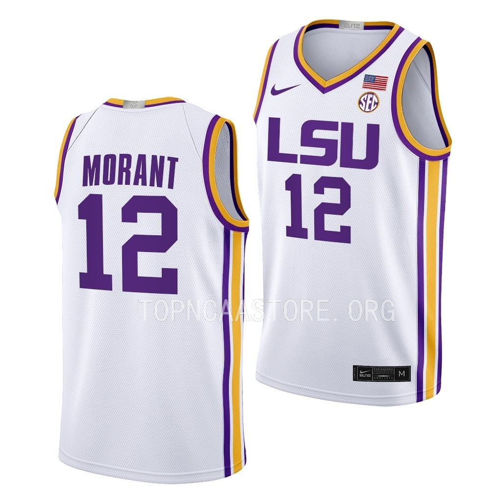 LSU Tigers Ja Morant Limited uniform White #12 Jersey