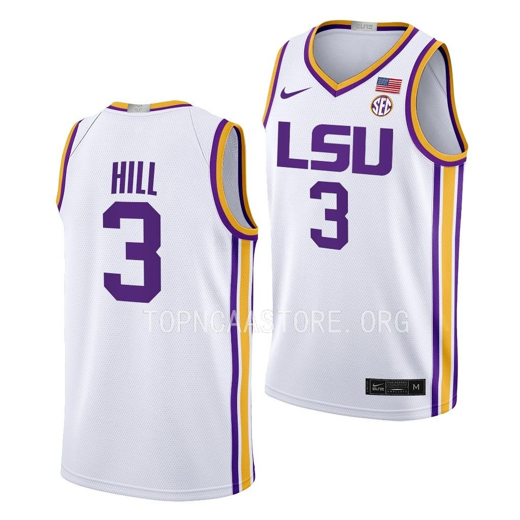 LSU Tigers Justice Hill Limited uniform White #3 Jersey 2022-23