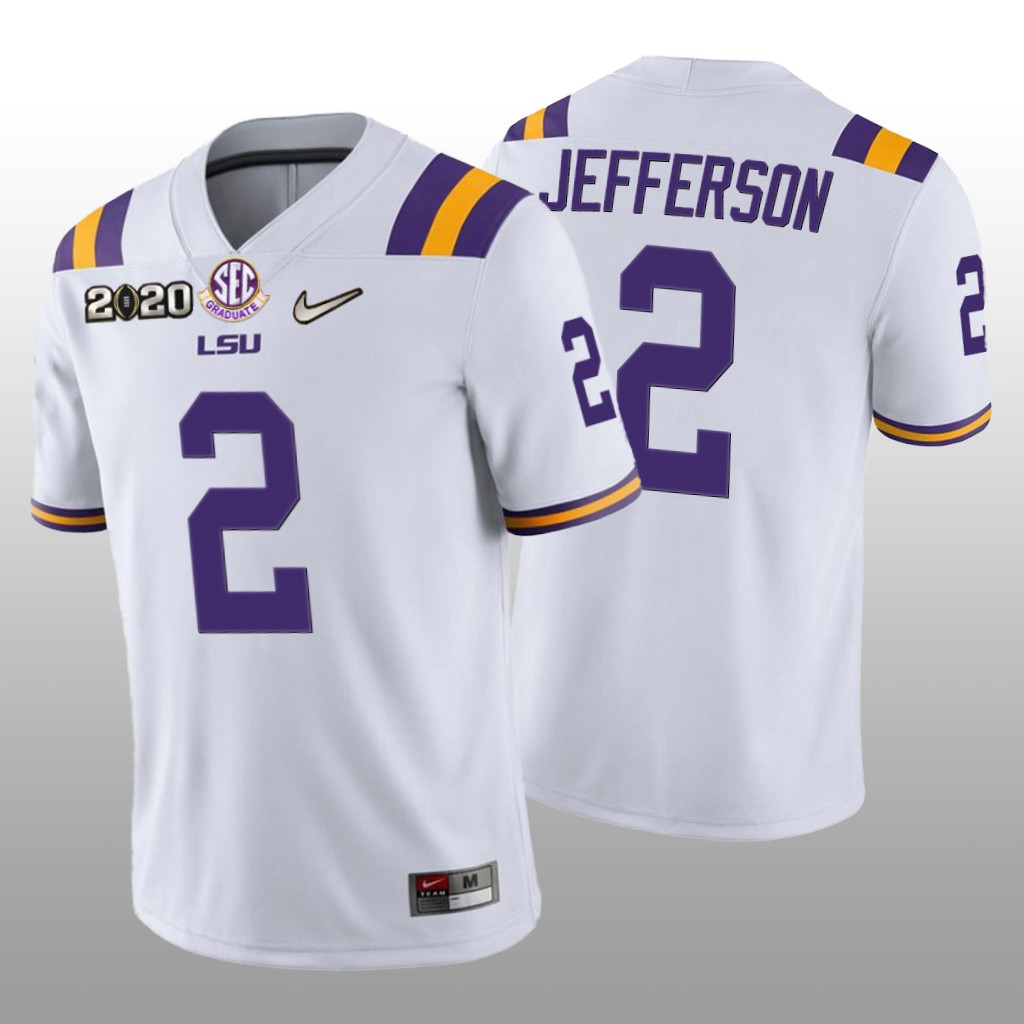 LSU Tigers Justin Jefferson White Jersey 2020 National Champions - Men's