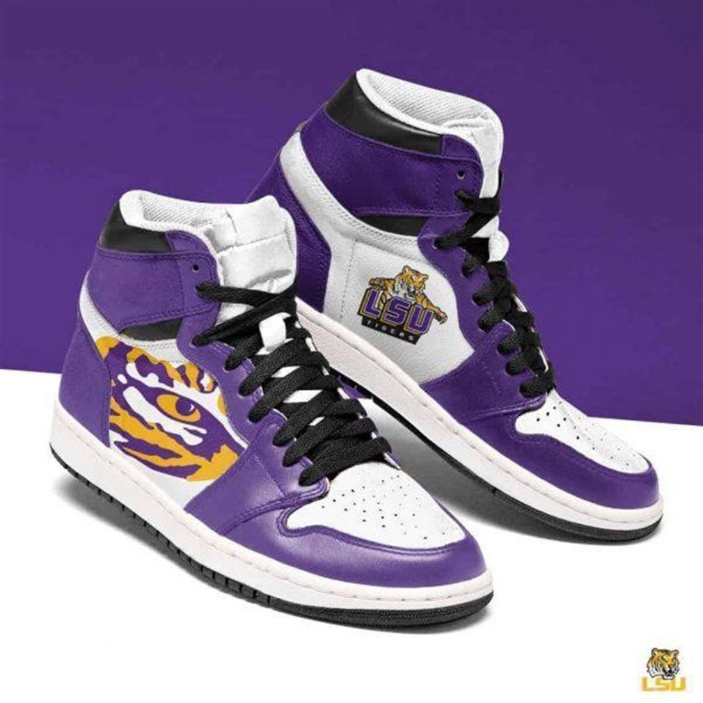 LSU Tigers NCAA Fashion The best Sneakers Basketball Shoes Leather High Top Air Jordan Sneaker, Air Jordan Hightop