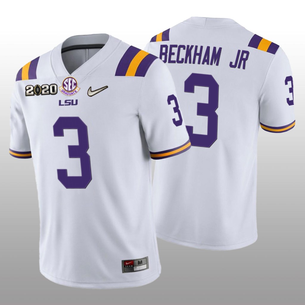 LSU Tigers Odell Beckham Jr. White Jersey 2020 National Champions - Men's
