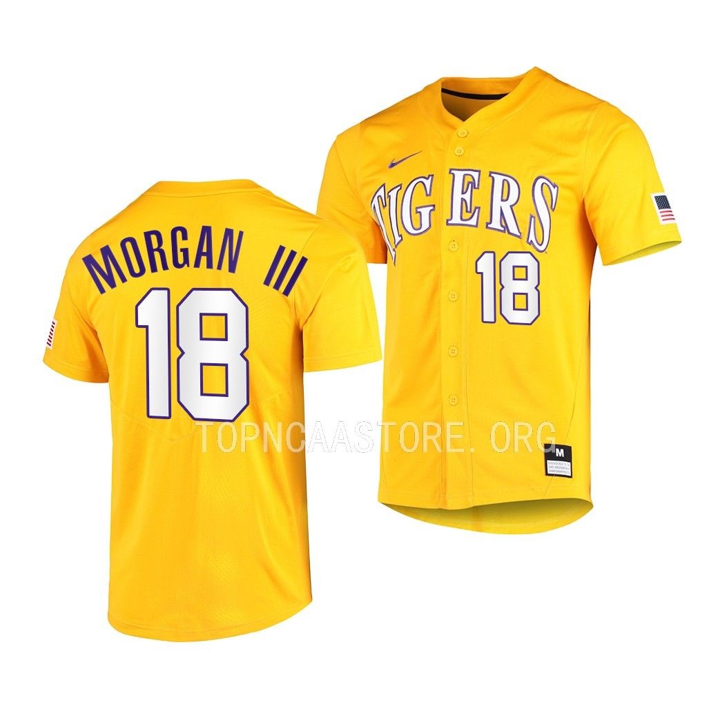 LSU Tigers Tre Morgan Vapor Untouchable Elite Gold #18 Jersey Full-Button