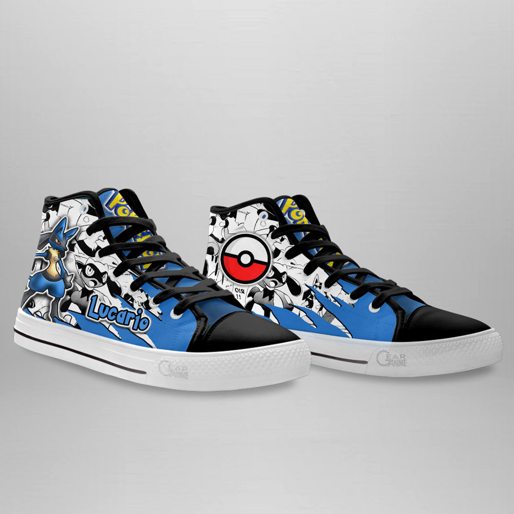 Lucario High Top Shoes Custom Pokemon Anime Sneakers Mix Manga