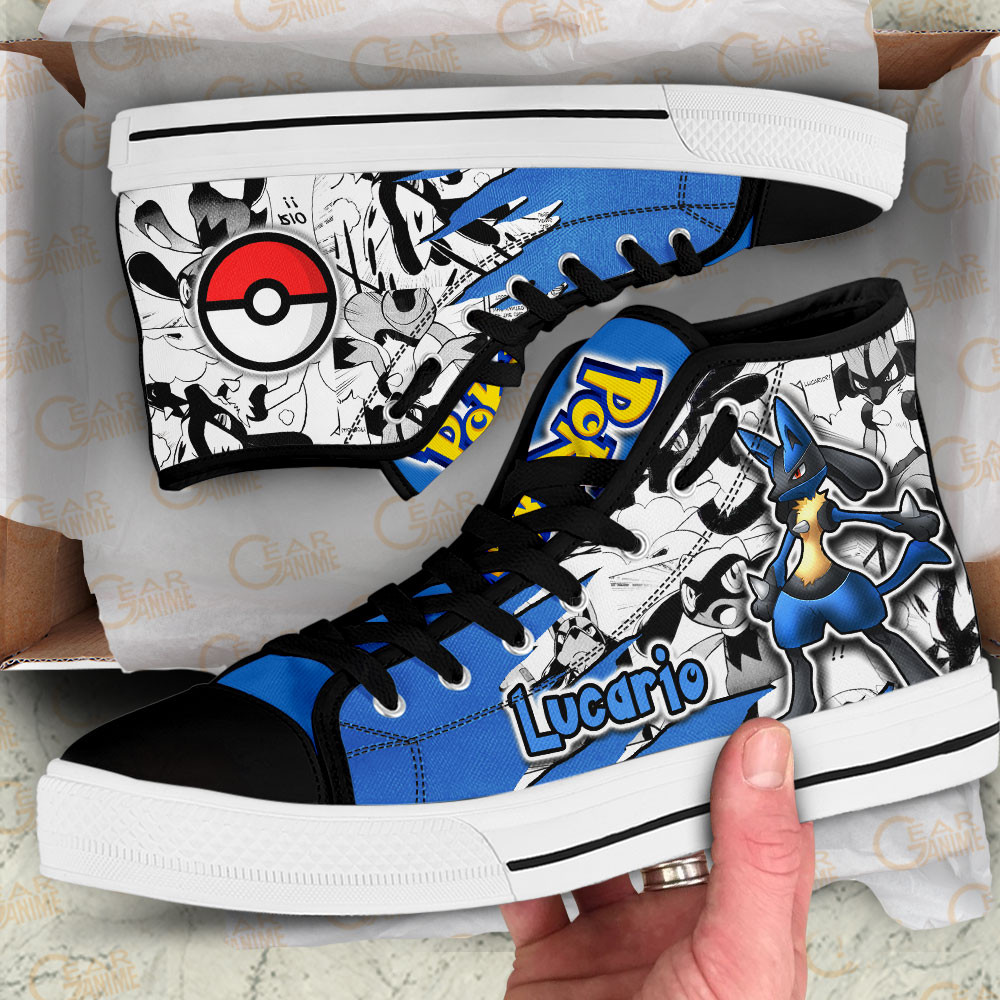 Lucario High Top Shoes Custom Pokemon Anime Sneakers Mix Manga