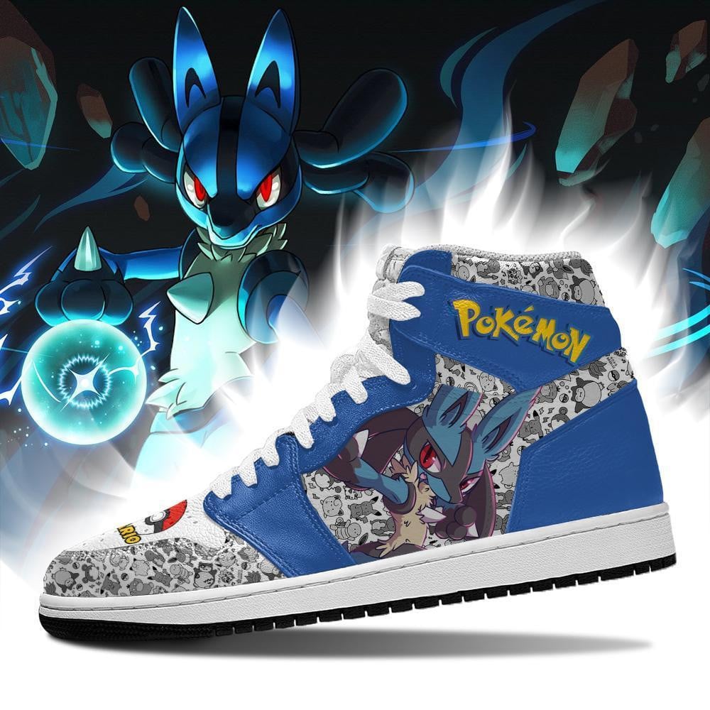 Lucario JD1s Sneakers Anime Pokemon Shoes, Air Jordan Hightop