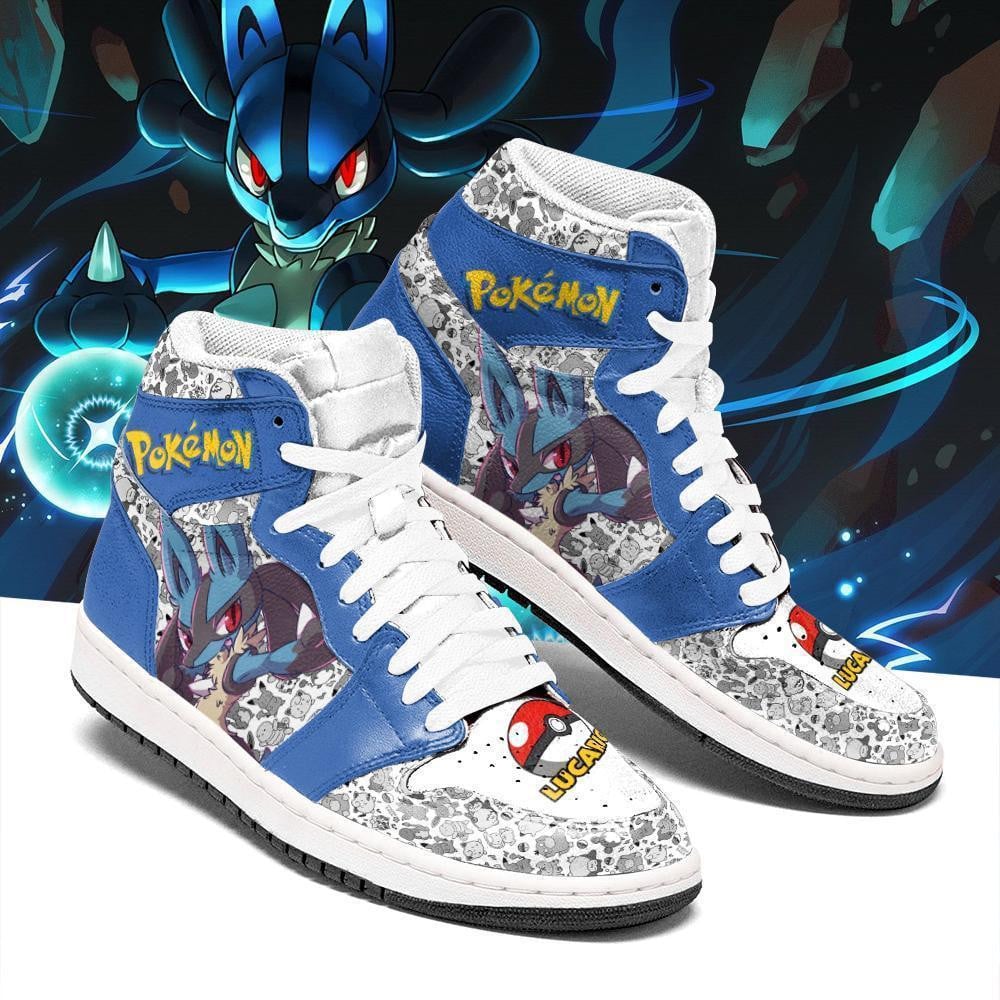 Lucario JD1s Sneakers Anime Pokemon Shoes, Air Jordan Hightop